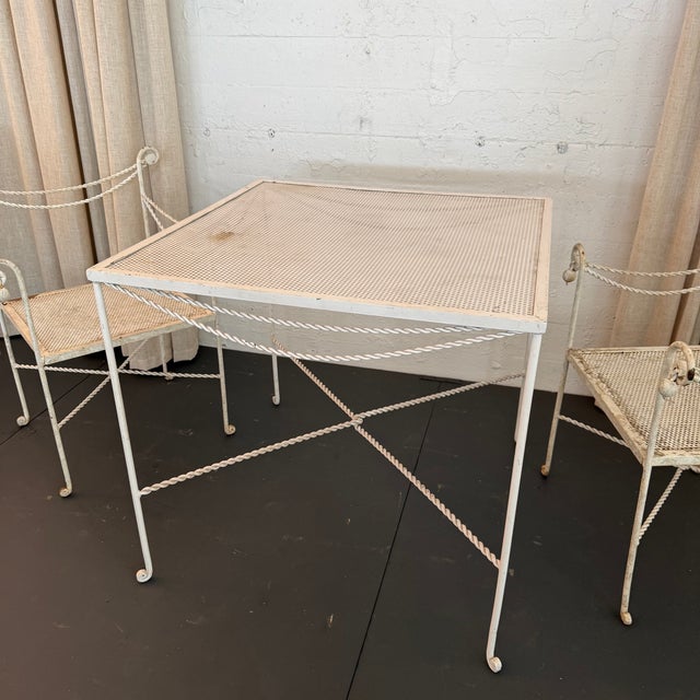 Mid 20th Century Hollywood Regency Braided Wrought Iron and Mesh Patio Dining Set, 2 Pieces For Sale - Image 4 of 7