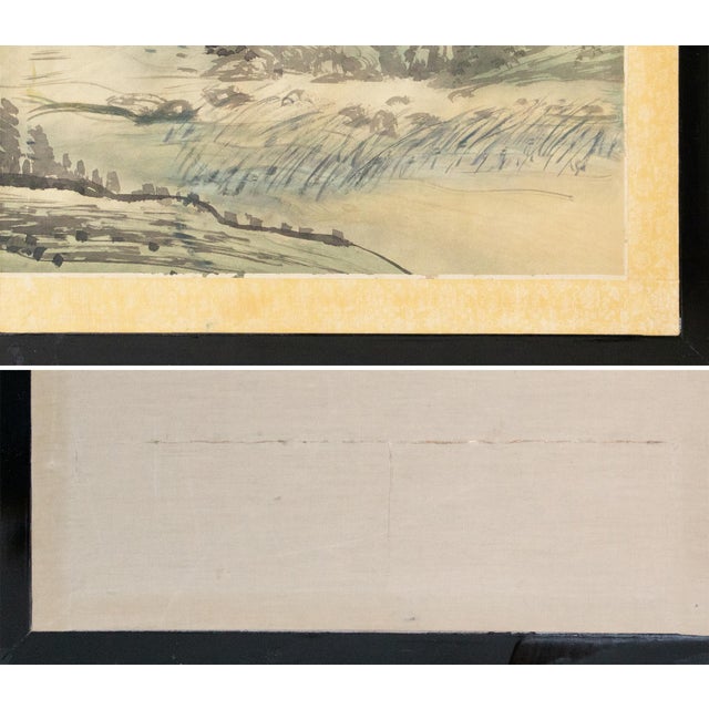 1970s Ming Style Monochrome Silk Screen "Mountain Landscape With River" For Sale - Image 16 of 18