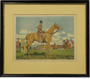 "Hand-Colour C1905 'Hunt Meet' Print by Maurice Taquoy"
