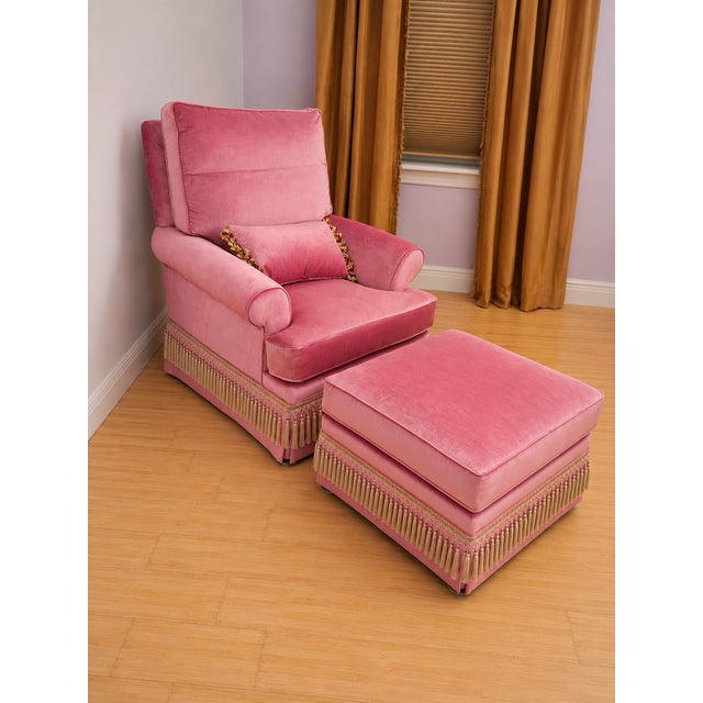 2010s Exquisite Custom-Made Hollywood Regency Chair & Ottoman For Sale - Image 5 of 5