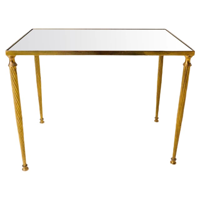 Mid-Century Glass and Gilt Brass Coffee Table with Twisted Legs, France, 1960 For Sale