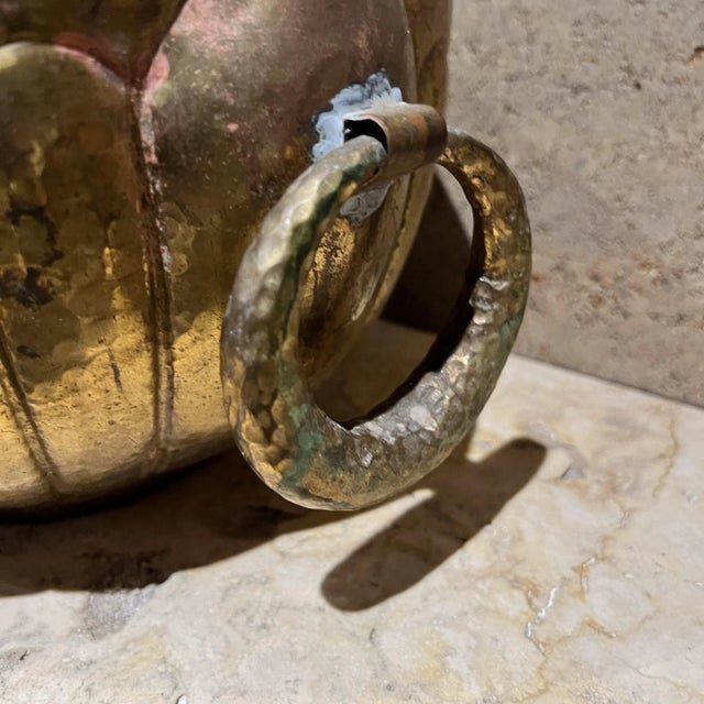 1950s Egidio Casagrande Hammered Brass Centerpiece Bowl Italy For Sale - Image 4 of 10