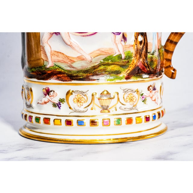 White Large Antique Neoclassical Italian Capodimonte Hand Painted Porcelain Mug Home Decor For Sale - Image 8 of 17