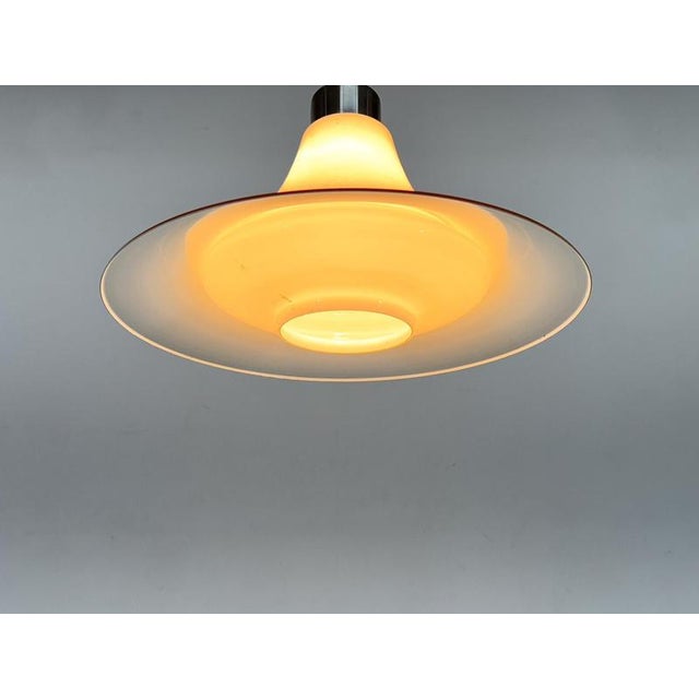 Mid-Century Opaline Glass and Metal Pendant Light, 1970s For Sale - Image 6 of 10
