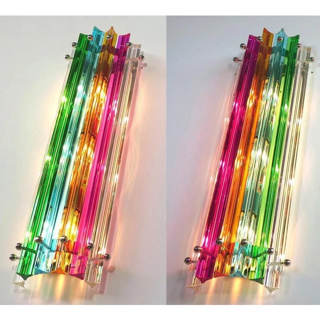 Metal Vintage Italian Wall Sconce in Murano Glass, 1990s, Set of 4 For Sale - Image 7 of 10