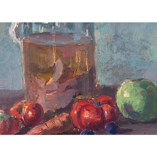 Still Life With Food Oil Painting Original Soviet Art Ukrainian Artist Sokolovsky G. 1970s For Sale - Image 4 of 6