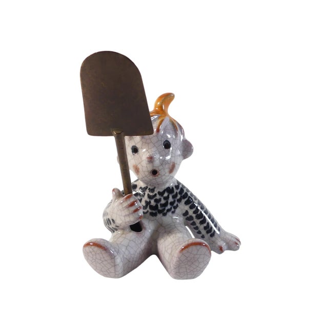 Very rare and cute figurine: Gardener boy with spade, Walter Bosse for Karlsruhe Majolika in the 1950s. I have official...