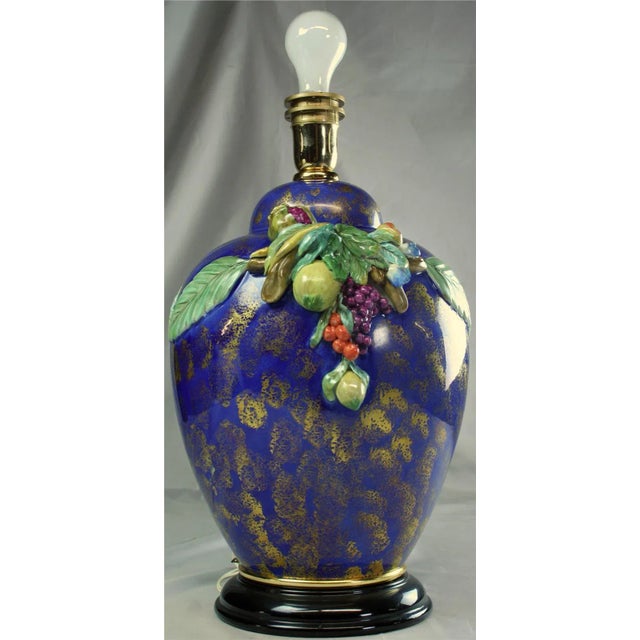 Italian Hand-Painted Majolica Table Lamp For Sale - Image 12 of 13