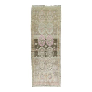 Turkish Oushak Runner with Pink Hues For Sale