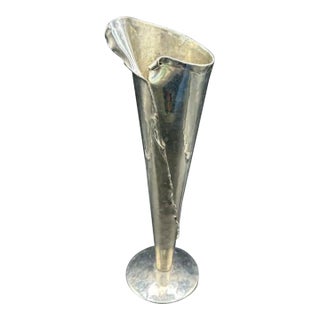 Signed Jean Goardère France Handmade 95% Pewter Calla Lily Vase For Sale