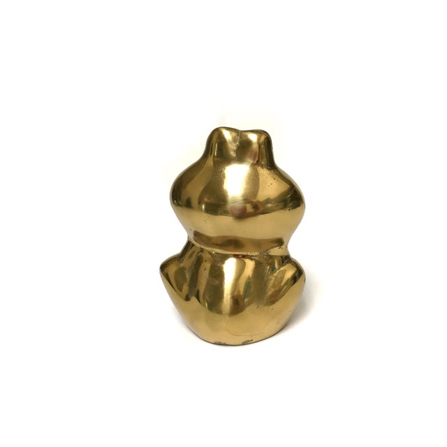 Children's Mid 20th Century Brass Laughing Frog Bank Happy Brass Frog Coin Bank For Sale - Image 3 of 4