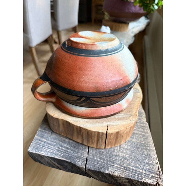 1991 Studio Art Wood Fired Pottery Lidded Bowl For Sale - Image 9 of 9