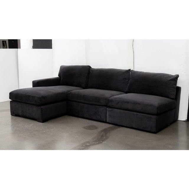 Modern Dark Velvet Upholstered Modular Sofa For Sale - Image 9 of 14
