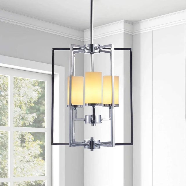 Pasargad Home Riva Frosted Glass & Polished Chrome Chandelier For Sale In New York - Image 6 of 6
