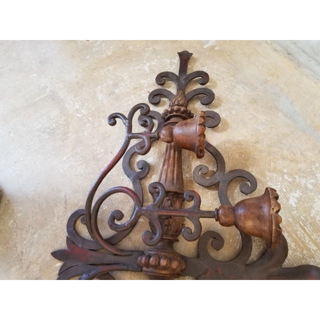 1970s Horizontal Iron Wall Sconces - A Pair For Sale - Image 4 of 12