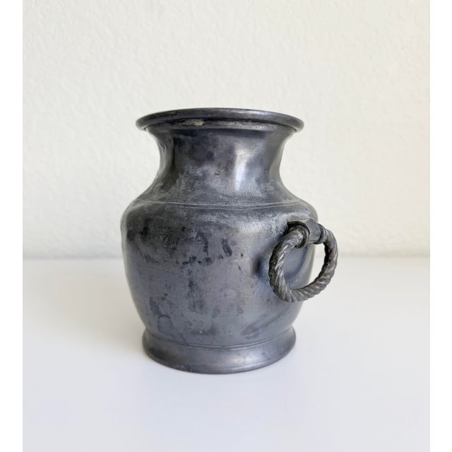 Metal Antique French Pewter Vase With Handles For Sale - Image 7 of 10