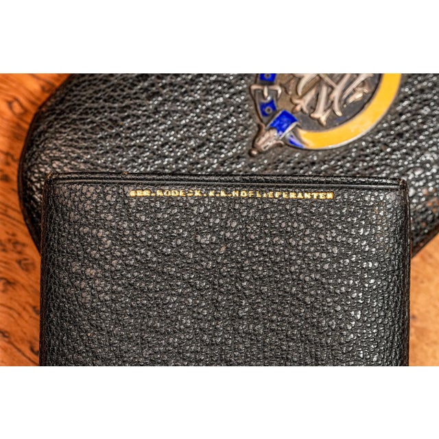 Austrian Antique Victorian Leather Cigar Case Silver Enamel Armorial Tobacciana For Sale - Image 11 of 14