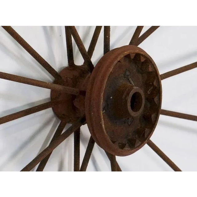 Metal Large English Spoked Cart or Wagon Wheel of Iron From the 19th Century (Dia 54) For Sale - Image 7 of 11