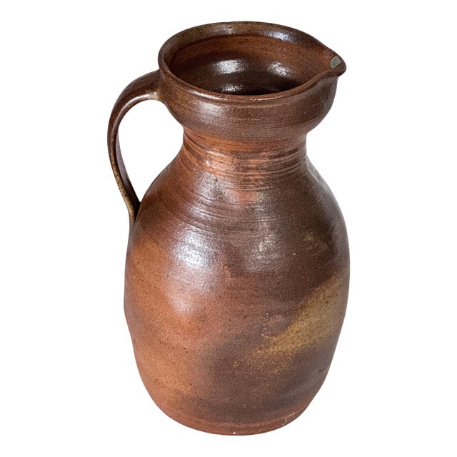 French Handcrafted Studio Stoneware Pitcher, 1950s For Sale