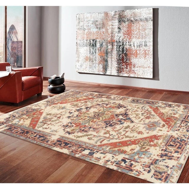 Serapi Wool Ivory Area Rug- 4'10'' X 8' 2'' For Sale In New York - Image 6 of 6