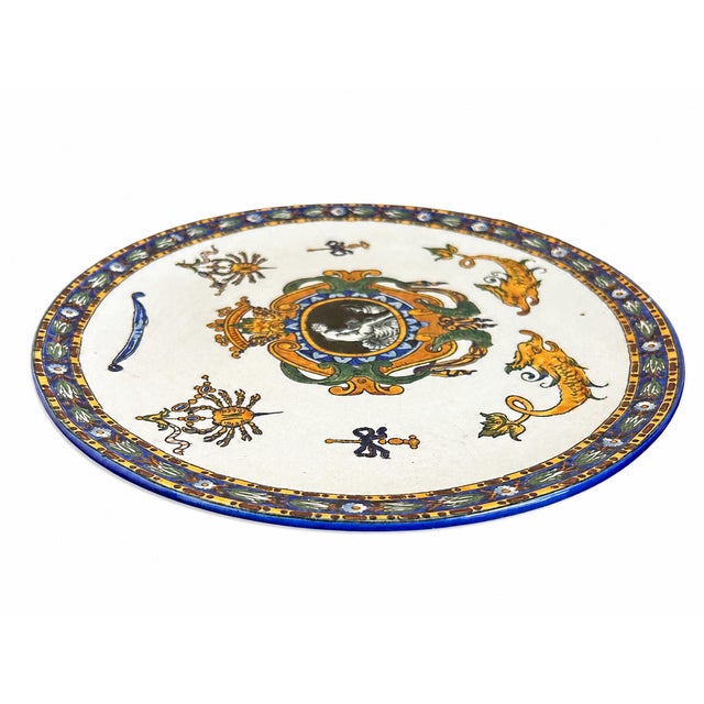 Late 19th Century Late 19th Century French Gien Renaissance Faience Decorative Plate For Sale - Image 5 of 6