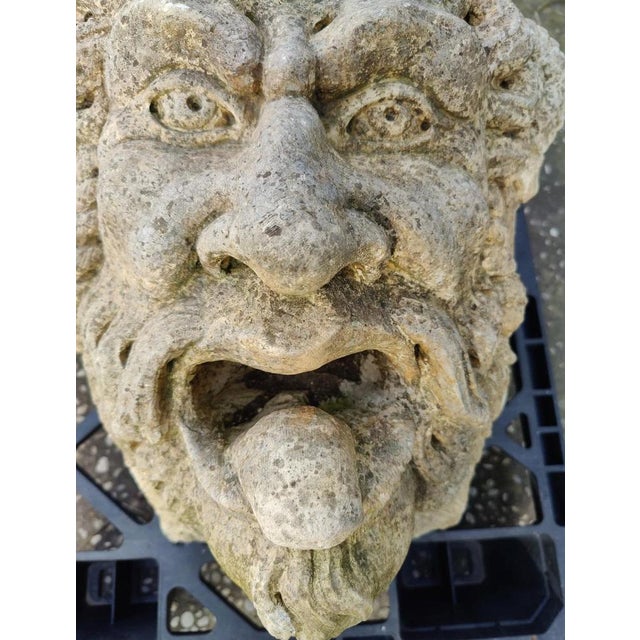 Baroque 20th Century Mask with Marble Keystone For Sale - Image 3 of 11