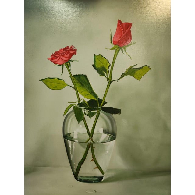 Original oil painting. The wooden frame is covered with decorated plaster. The hessian, cotton/linen canvas. The...