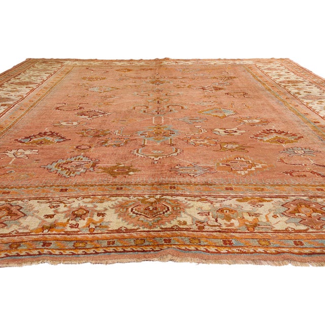 Traditional Late 19th Century Turkish Oushak Rug, 11'03 X 14'08 For Sale - Image 3 of 10
