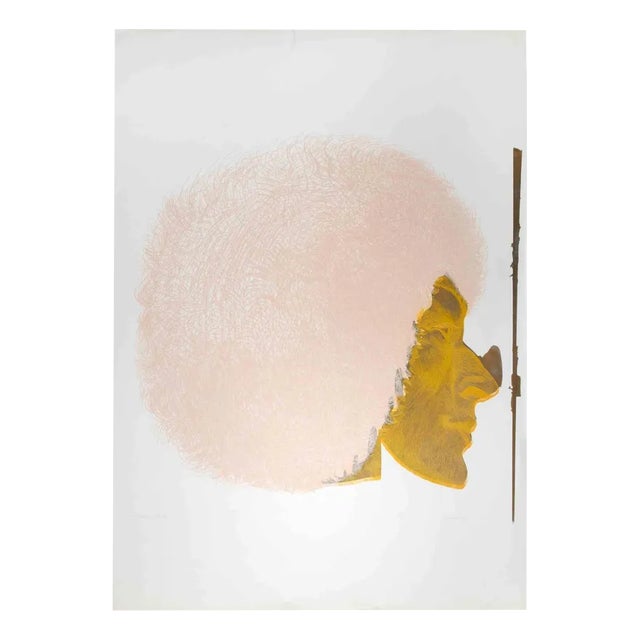 Giacomo Porzano, Gold Profile, Profilo d' oro, Etching, 1972 For Sale