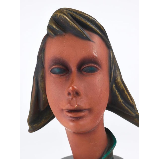 1950s Large Mid-Century Female Bust Head of Young Woman in Terracotta, Austria, 1950s For Sale - Image 5 of 18