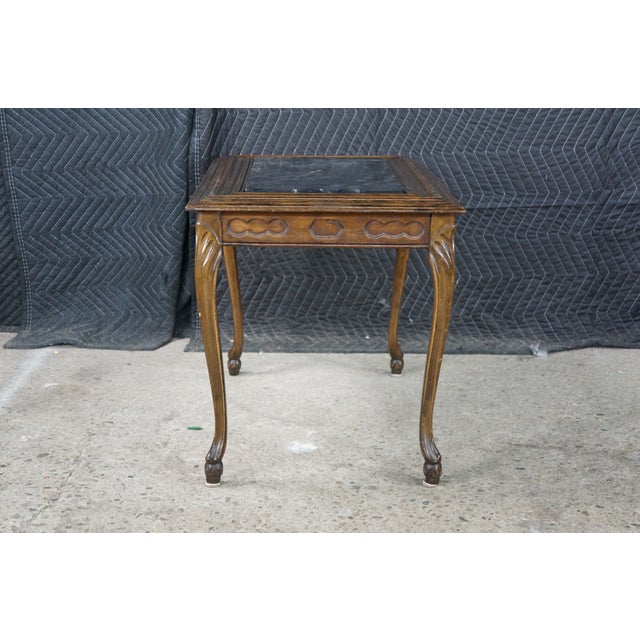 Antique Belle Epoque French Louis XV Style Walnut Marble Side Table Plant Stand For Sale - Image 9 of 18