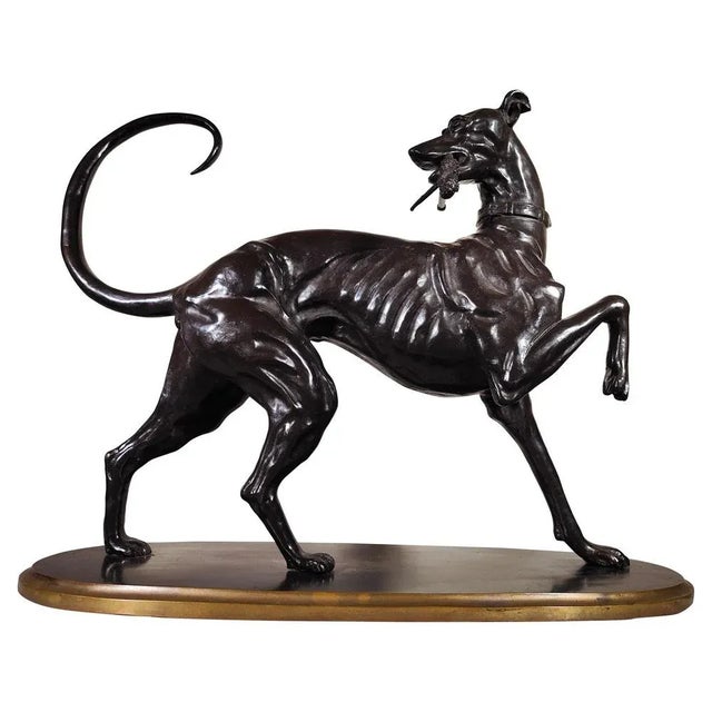 Large Art Deco Greyhound Dog in Bronze, 1900s For Sale - Image 13 of 13