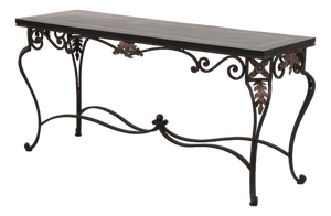 Wrought Iron Base Marble Top Console Table