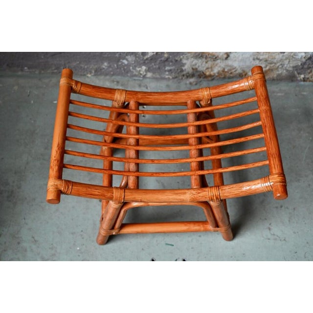 Set of Rattan Armchair with Ottoman, 1970s For Sale - Image 14 of 15