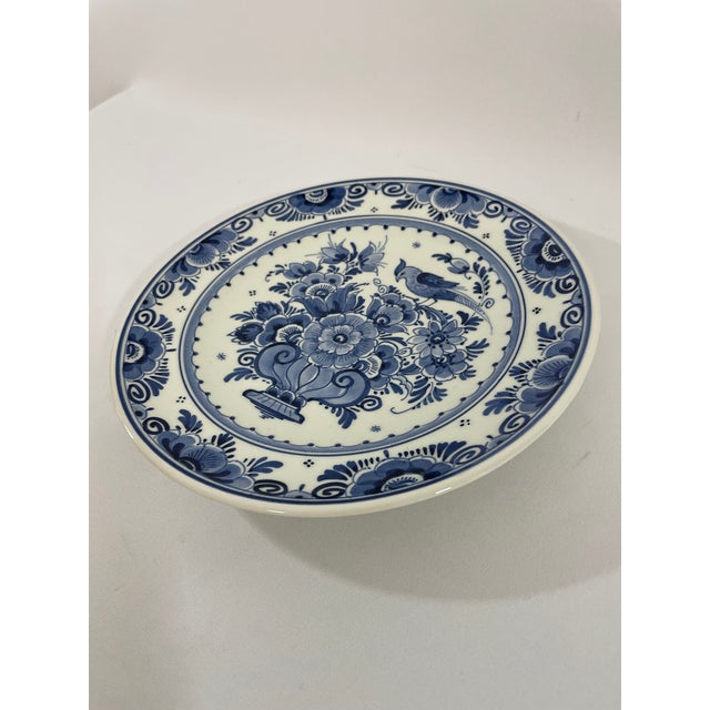 Vintage Mid 20th Century Blue and White Faience Delft Plate For Sale - Image 6 of 13