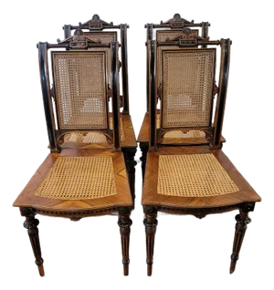 Antique 1850s Set 4 Napoleonic Napoleon III Chairs Rare Model