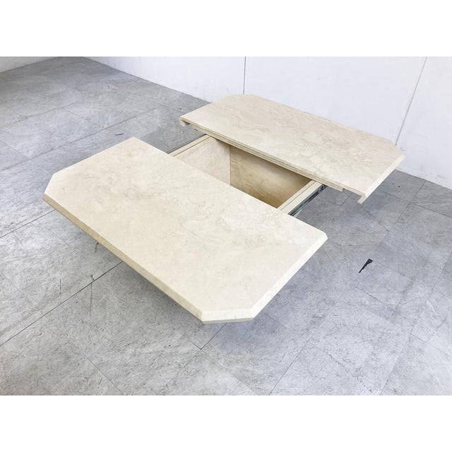 Vintage Travertine Hidden Bar Coffee Table, 1970s For Sale - Image 9 of 11