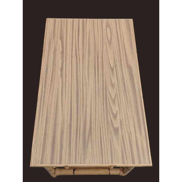 Tan Vintage McGuire Style Mid Century Bamboo and Rattan Coffee Table For Sale - Image 8 of 11