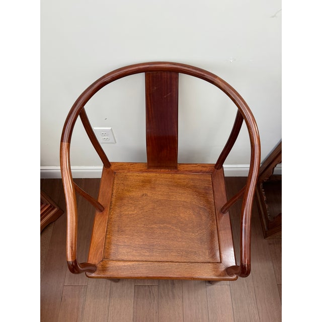Chinese Ming-Style Horseshoe-Back Rosewood Armchair For Sale - Image 3 of 3
