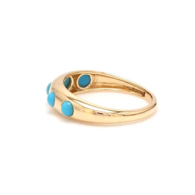 Natural 0.61 cts turquoise ring in 14k gold For Sale - Image 4 of 18