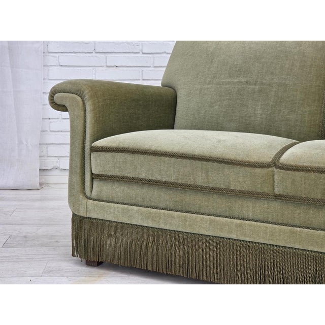 Danish 3-Seater Sofa in Green Velour and Beech, 1970s For Sale - Image 16 of 18