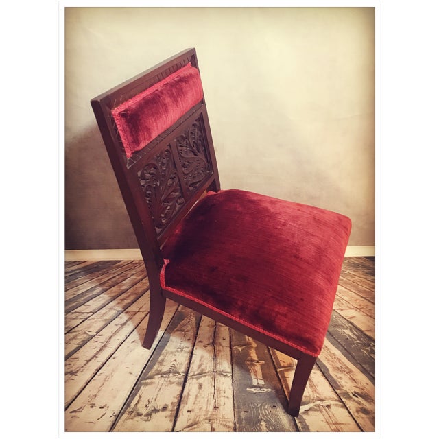 Antique Carved Walnut Red Velvet Chair Chairish