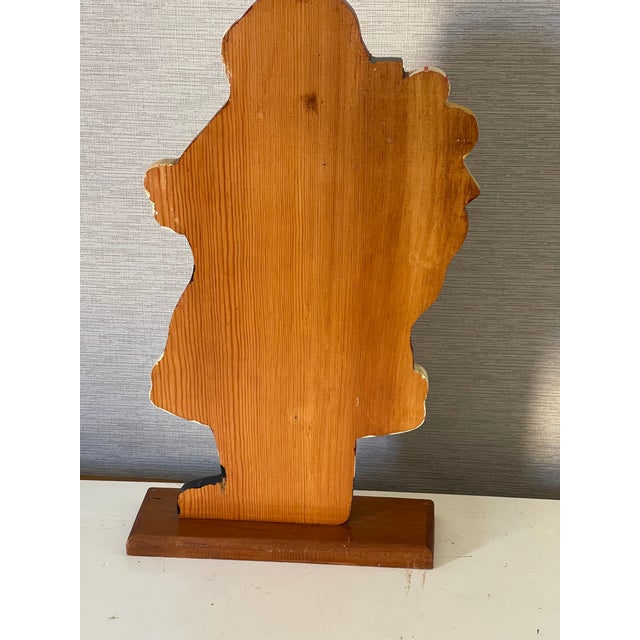 Retro Santa Claus wooden carved sign , Handpainted. 18” high.