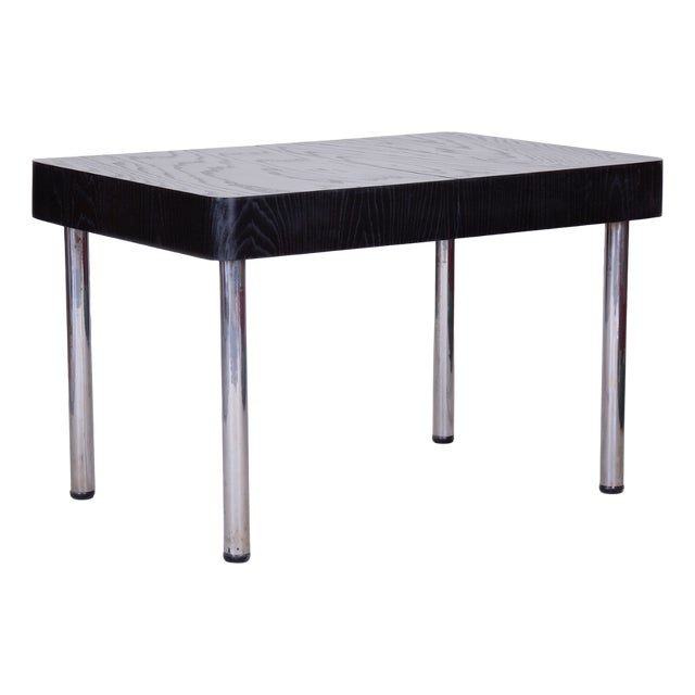 Bauhaus Extendable Dining Table in Oak Veneer and Chrome, 1930s For Sale