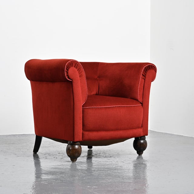 Art Deco Red Velvet Armchairs, France, 1920s, Set of 2 For Sale - Image 12 of 16
