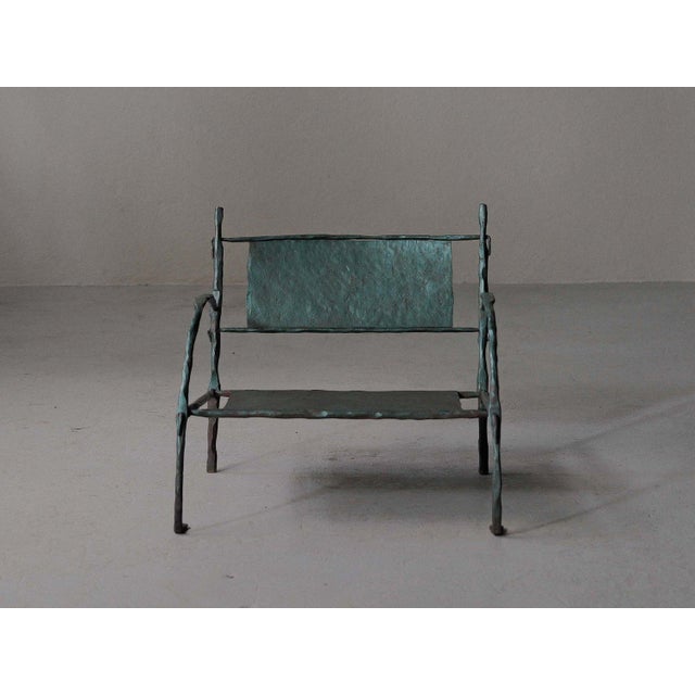 Metal Handcrafted Hammered Wrought Iron Lounge Chair, France, 1960s For Sale - Image 7 of 18