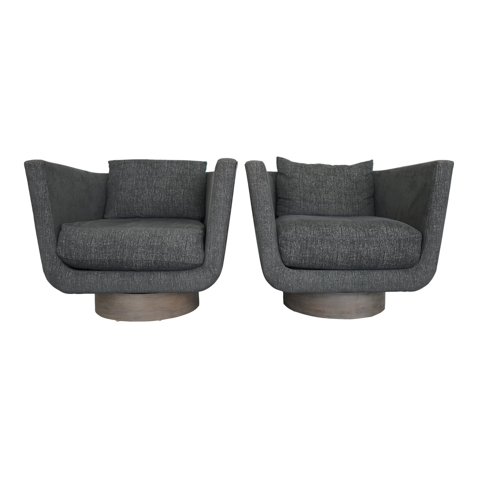 Bernhardt Gemma Leather-Fabric Swivel Chairs (Set of 2) | Chairish