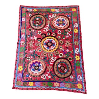 Pink Rose Handmade Quilt Suzani, Kazakhstan For Sale