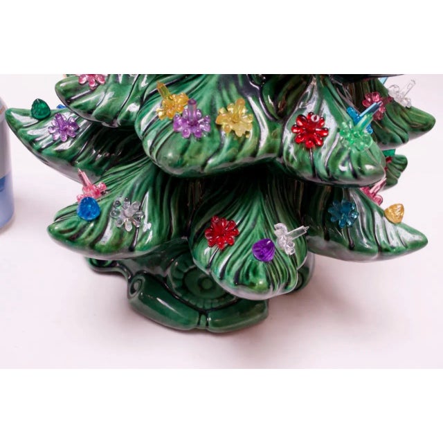 Green Vintage Ceramic Illuminated Christmas Tree For Sale - Image 8 of 13
