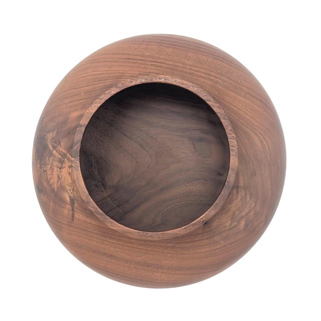Hand Turned and Lathed Walnut Wood Bowl For Sale - Image 11 of 14